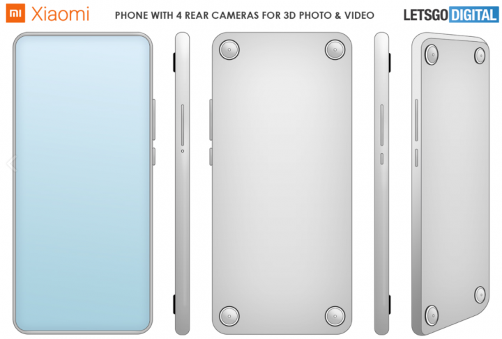 Xiaomi запатентовала смартфон с четырьмя 3D-камерами