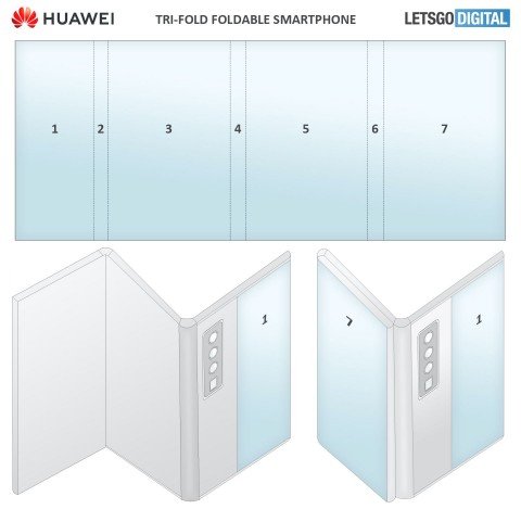 Huawei запатентовала гибкий смартфон с семью дисплеями
